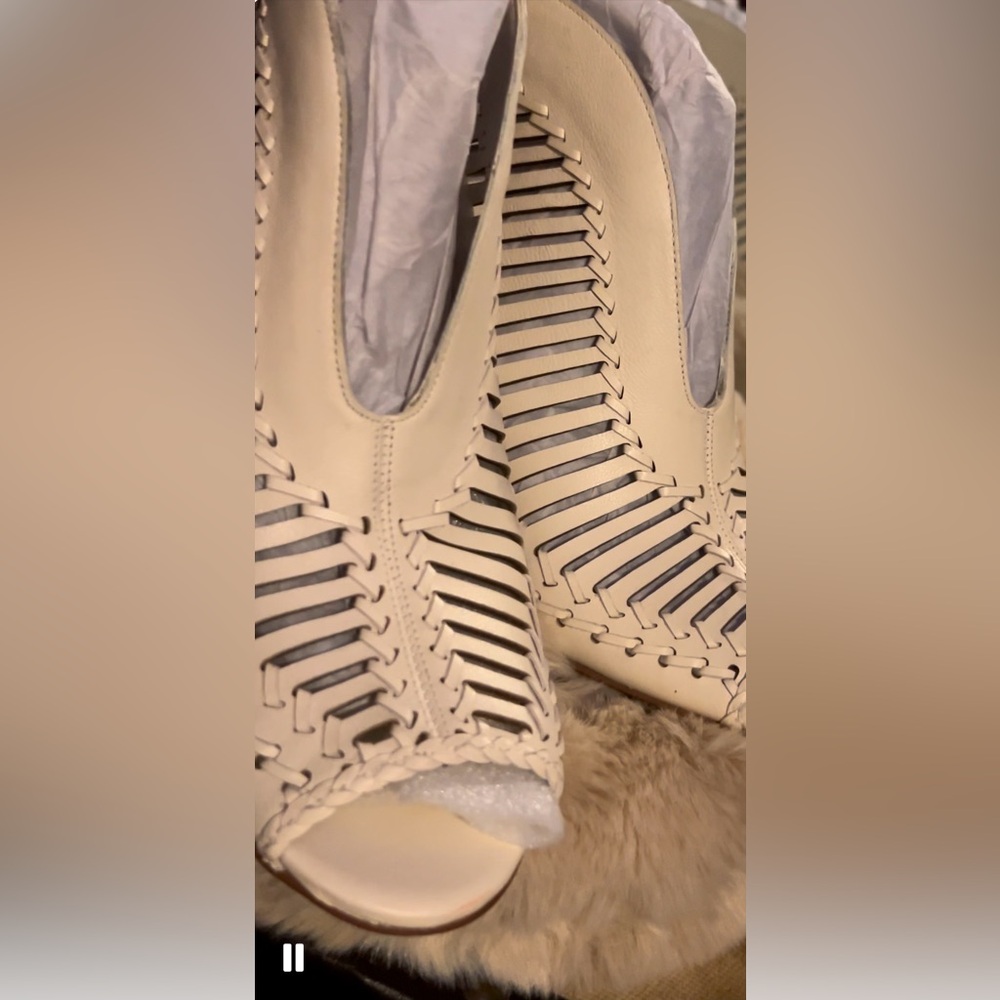 Vince Camuto Cream Peep-Toe Heels